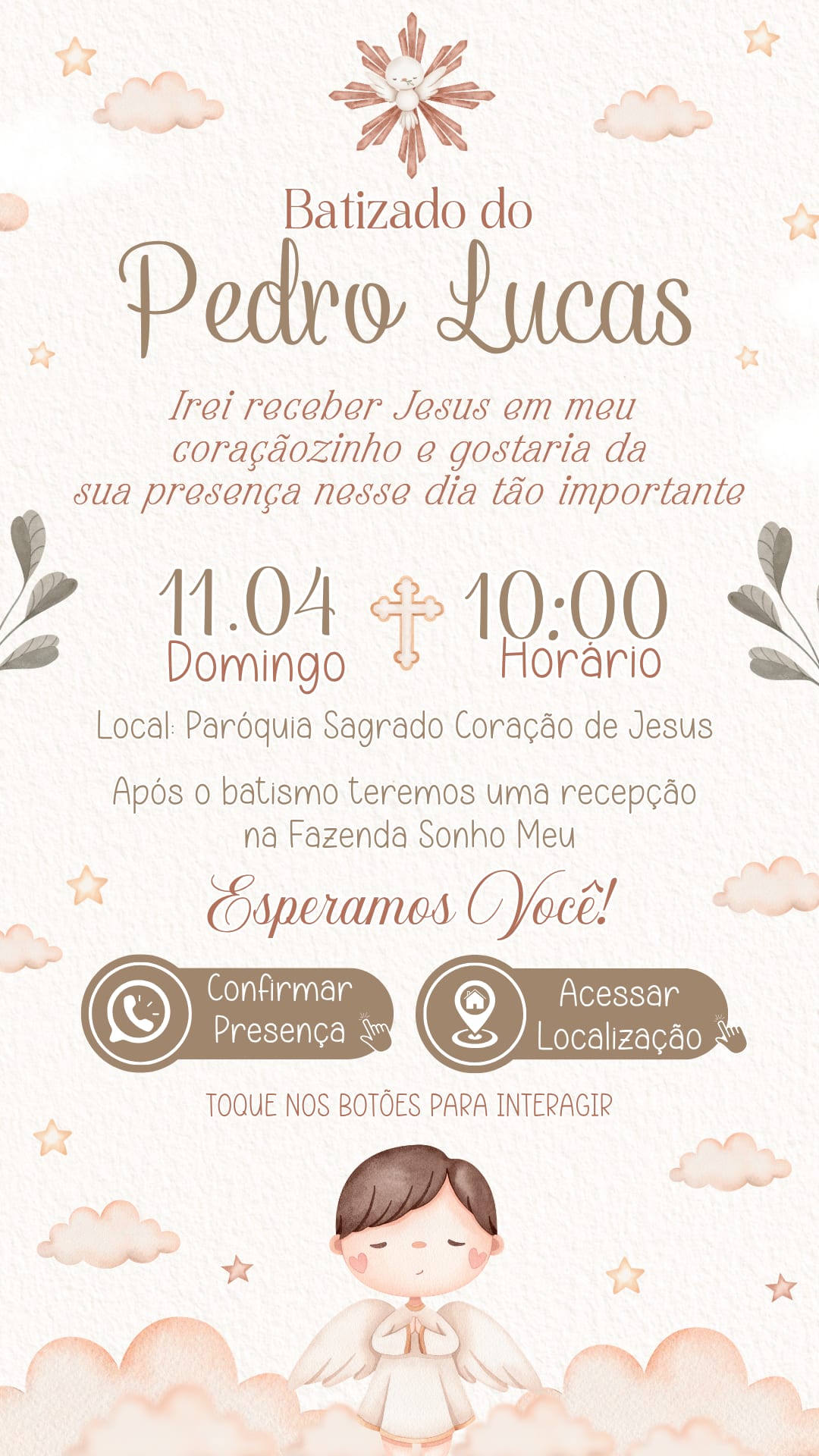 Convite Interativo - Batizado Menino — imagem principal